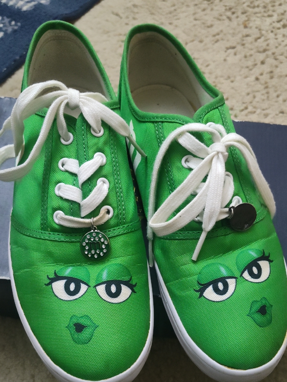 Bradley Exchange Women's Green Canvas Sneakers with Playful Face Design .